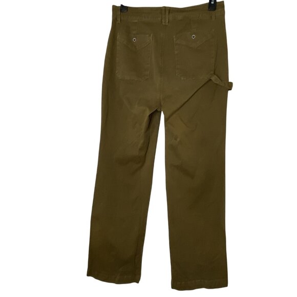 Anthropologie Unpublished Parker Pants 32 Olive Green High Rise Straight Leg - Picture 2 of 8